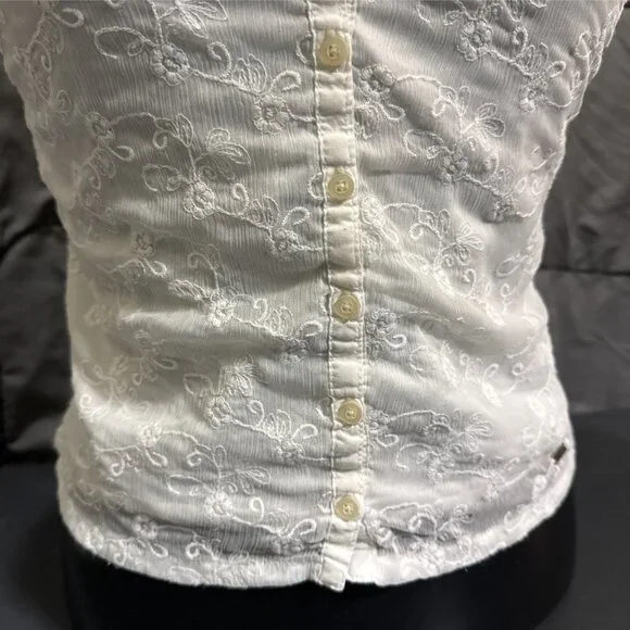 Y2K Hollister Cami Tank Top Size XS Lace Ivory Indie Grunge Layering Button Down - Picture 7 of 16